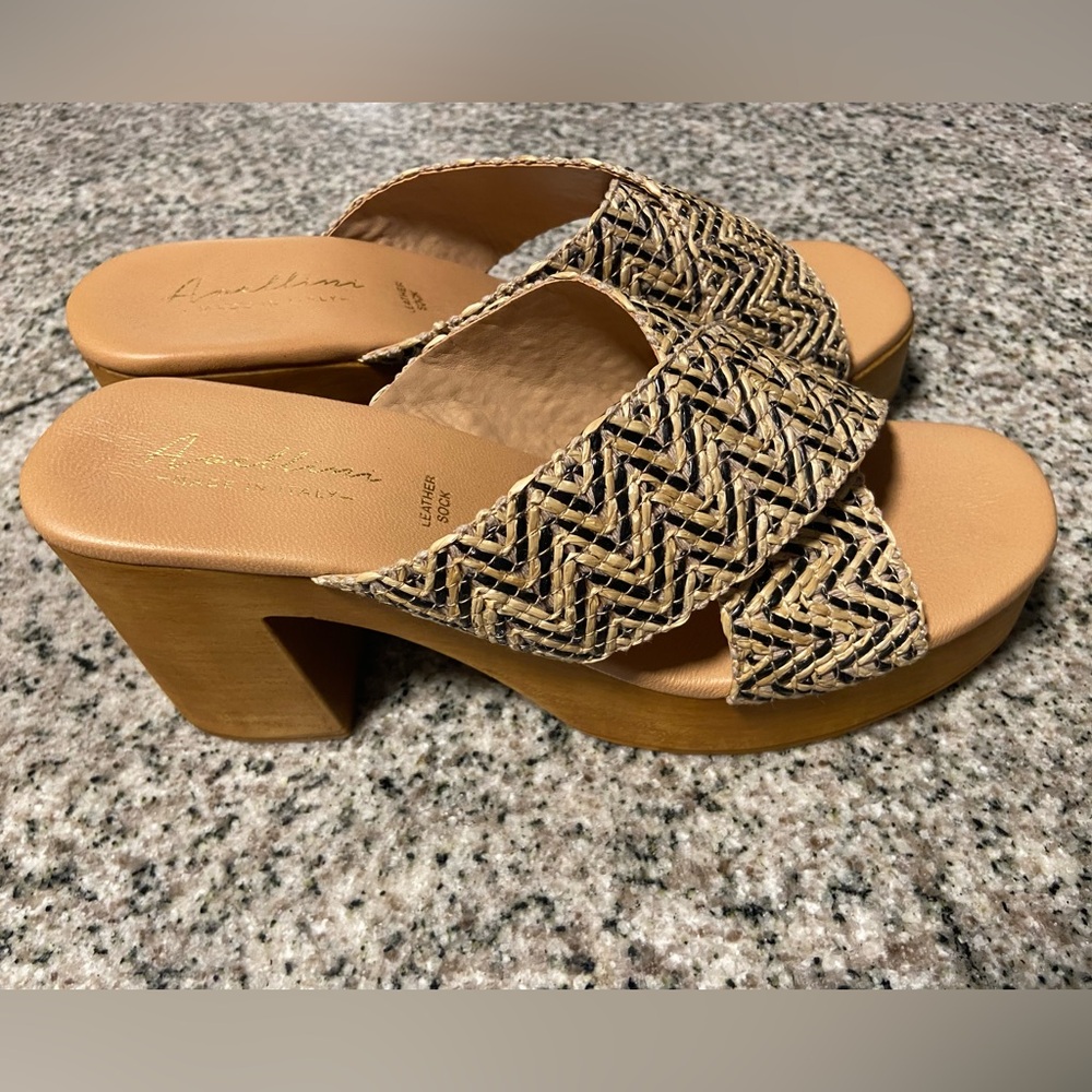 Avellini Woven Criss Cross Open Toe Heeled Platform Sandals Size 41 EUC